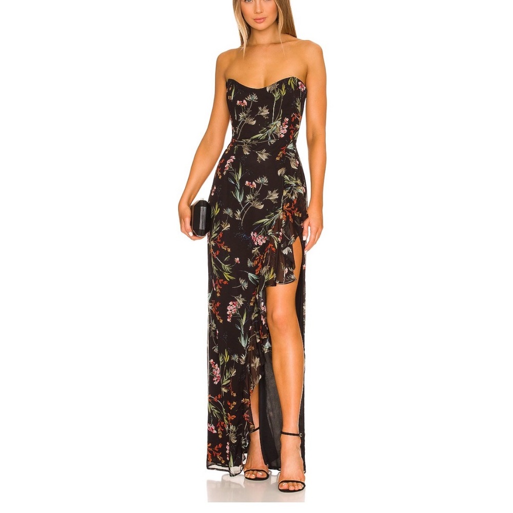 Katie May Floral Strapless Maxi Dress